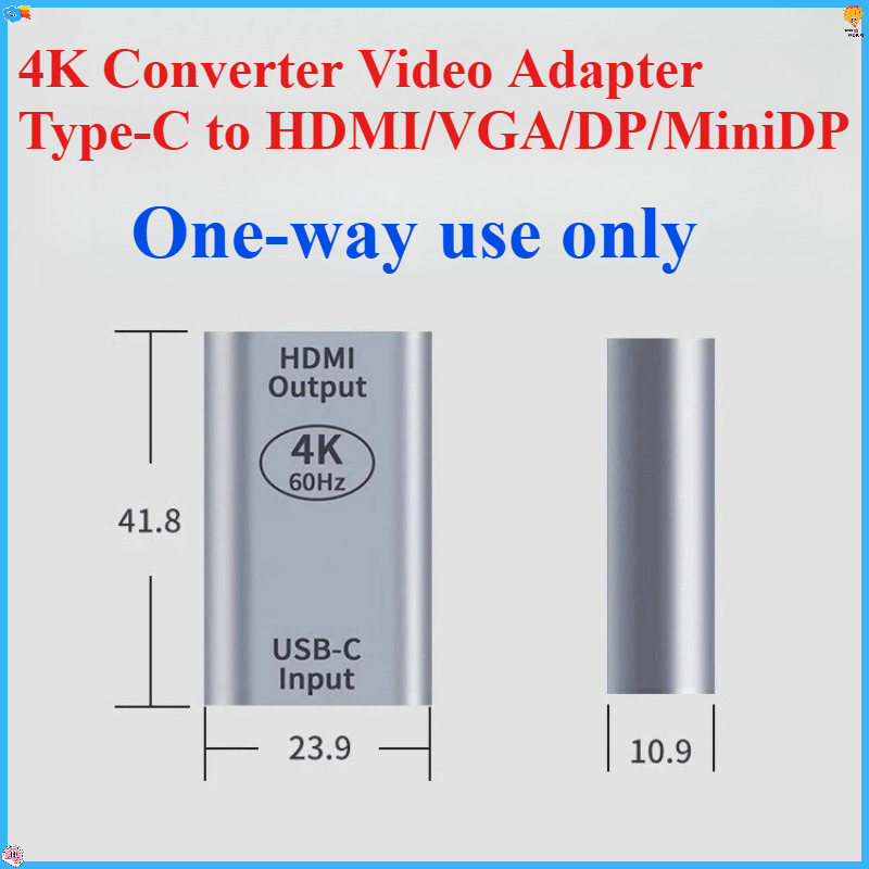 Electronics And Gadgets C - 4K Dönüştürücü Video Adaptörü Tip-C'den HDMI/VGA/DP/MiniDP/MDP/RJ45'e