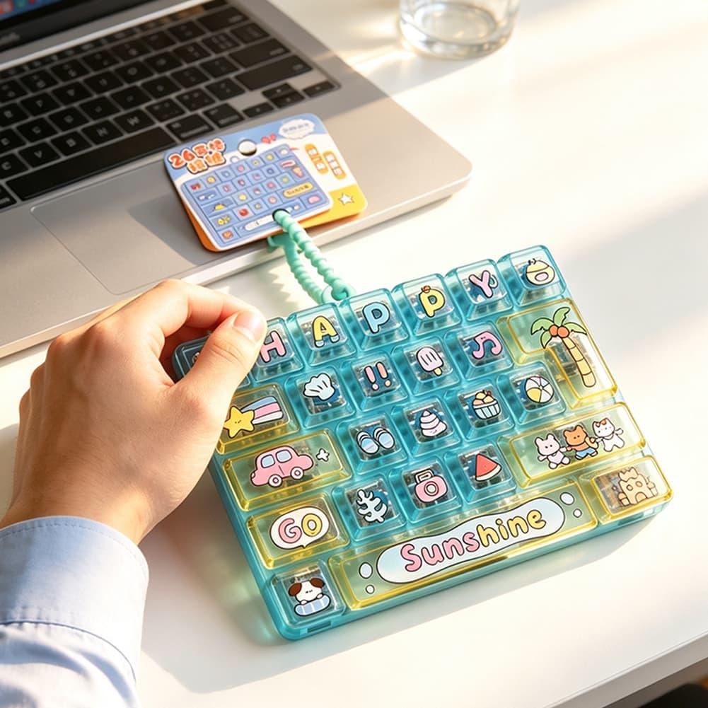 Electronics Gadgets Bag - 26 Tuşlu Fidget Düğme Anahtarlık, Dekompresyon